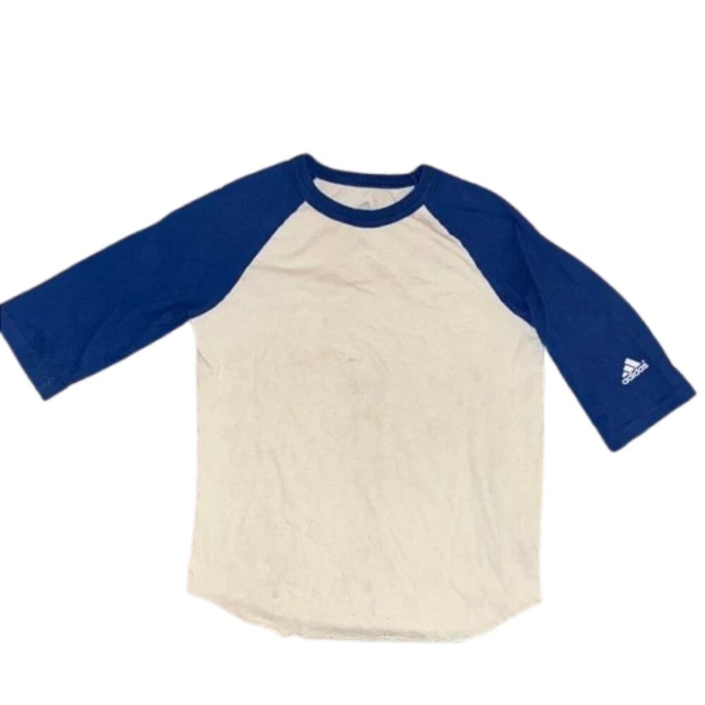 Adidas Kids' Blue and White Raglan Shirt 3/4 sleeve length